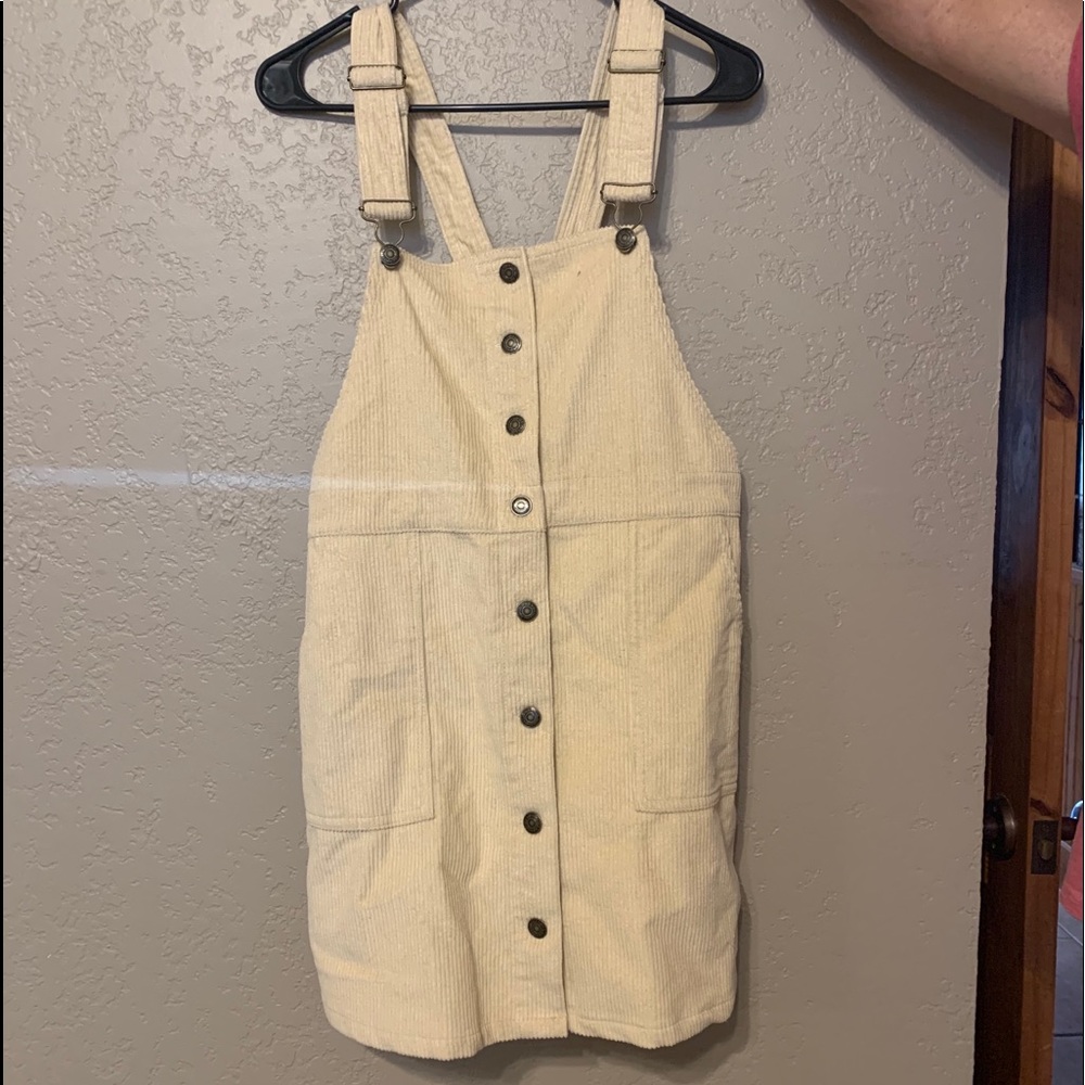 Corduroy button down overall dress